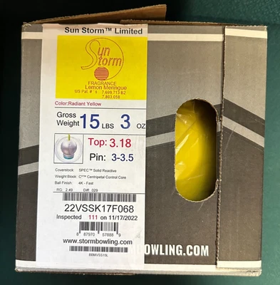 Bola de boliche Storm Sun Storm edición limitada 15 libras 3-3,5 pines **NUEVA EN CAJA** Foto 1 de 3
