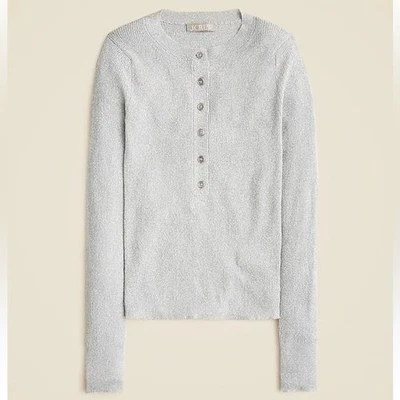 NUEVO CON ETIQUETAS J.Crew XXS Suéter Henley Acanalado Lúrex Hilos Metálicos Ligero Elástico Foto 1 de 4