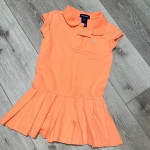 Ralph Lauren Pleated Polo dress girl size 4T melon - Picture 1 of 6