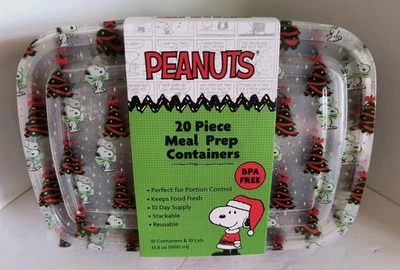 Contenedores de almacenamiento de alimentos Peanuts SNOOPY CHRISTMAS 20 piezas para preparación de comidas 🆕🆓 ¡Envío! Foto 1 de 4