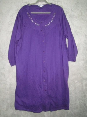 VTG Only Necessities Women’s 3X Purple Floral Embroidered Lounger House Dress - Image 1 of 4