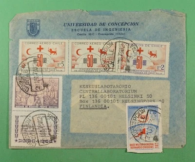 DR WHO 1973 CHILE CRUZ ROJA PAR CONCEPCIÓN A FINLANDIA R17483 Foto 1 de 2