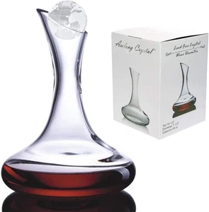 Crystal Wine Decanter 58oz Lead Free Carafe with Globe Stopper Elegant Christmas - Picture 1 of 7