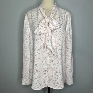 Equipment Femme Haty Buttoned Neck Tie Blouse In Natural White Ecarlet Size L - Picture 1 of 17