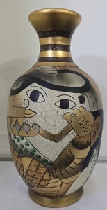 Vintage 1930er Picasso kubistische Gesicht bemalte Keramik dekorative Vase 14,5" hoch - Bild 1 von 24