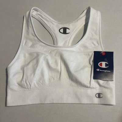 Champion Womens L 2900 Double Dry Racerback Bra Solid White Moderate Support - Image 1 of 4