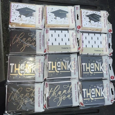 Graduation Thank You Cards ~ Set Of 120 ~ Gold & Black Foil With Tassel Blank - Image 1 of 4