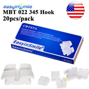 20Pcs Dental Orthodontic Ceramic Brackets MINI MBT 022 3-4-5Hooks Clear Braces - Picture 1 of 11