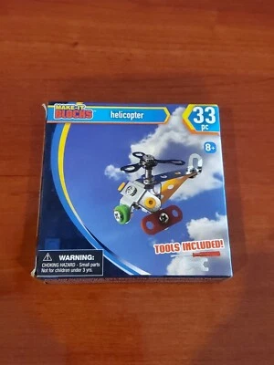 MAKE-IT BLOCKS - HELICOPTER- 33 PCS. TOOLS INCLUDED 8+ NEW - Image 1 of 4