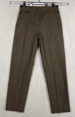 Pantalones de vestir Lauren Ralph Lauren para mujer 4 cuadros marrón con cinturón bolsillos para piernas rectas Foto 1 de 4