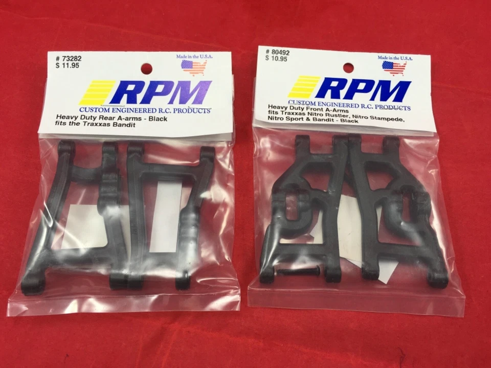 RPM TRAXXAS 2WD BANDIT BLACK Front + Rear SUSPENSION A-ARMS XL5 vxl 80492 73282 - Image 1 of 1