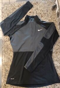 Nike Pro Dri Fit Running 1/2 Zip Pullover Jacket Women's  Large Black EUC