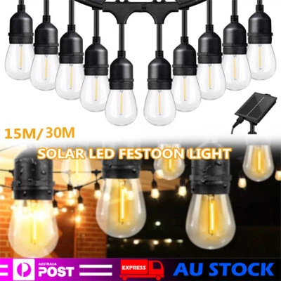 15M-30M Solar Power LED Festoon String Lights Wedding Party Lights Waterproof - image 1 of 4