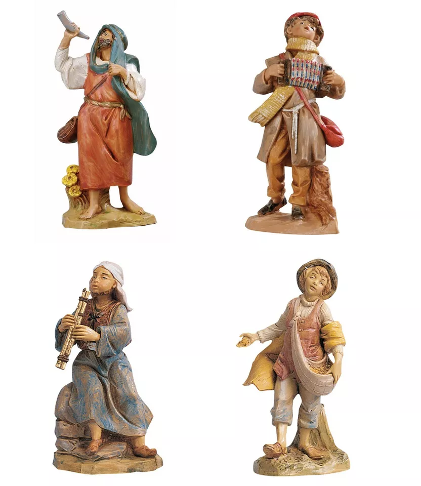 Presepe FONTANINI cm 12 "Tipo Legno"  Natività Re Magi Figure Pastori Animali - Immagine 1 di 1