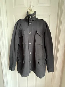 French Connection L Cappotto Nero Parka Giacca Militare Cappuccio Nascosto Maglia Unisex - Foto 1 di 9