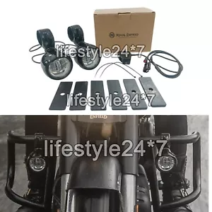 Genuine Royal Enfield Fog LED Auxiliary Lights Black Classic Reborn & Meteor 350 - Picture 1 of 11