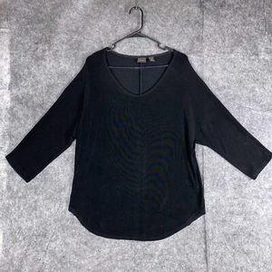 Chicos Shirt Womens 1 Black 3/4 Sleeve Travelers Slinky Issue - Picture 1 of 13