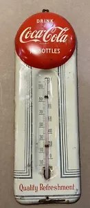 Coca-Cola 1950s 9" x 3" Tin Thermometer in Decent Condition - Picture 1 of 11