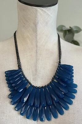 Coldwater Creek синий слоистый акриловый модный костюм заявление ожерелье - Изображение 1 из 4