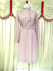 Vintage 1980's  LESLIE FAY PETITE Cotton Jersey Lavender Dress 25-30" Waist ) - Picture 1 of 10