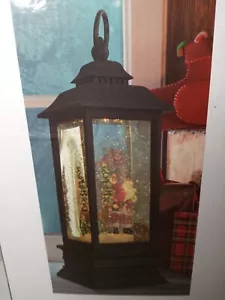 11 Inch Musical Lighted Christmas Snow Globe Lantern, Santa Claus with Reindeer - Picture 1 of 2