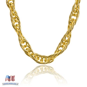 Rapper Gold Plated 18mm XL Hollow Prince Of Wales Chain Necklace ALM002 30" 36" - Picture 1 of 4
