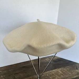 VTG P.R.T. Ultrabasque De Luxe Wool Beret Basque RN 58584 Cream Artist Unisex - Picture 1 of 13