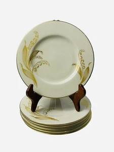 Vintage Castleton China USA LILY OF THE VALLEY Set of 6 Dessert Plates 6 1/4” - Picture 1 of 7