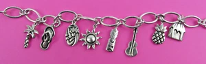 NA HOKU HAWAII 925 Sterling Bettelarmband. 7,5 Zoll lang mit 8 Charms ~ kostenloser Versand - Bild 1 von 6