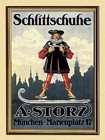 Plakat Schlittschuh A. Storz München Marienplatz Gerahmt