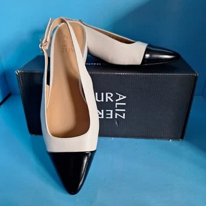 Naturalizer Women Banks / 2-Tone Slip-on Slingback Shoes / Black-Ivory Sz 9.5W - Picture 1 of 13