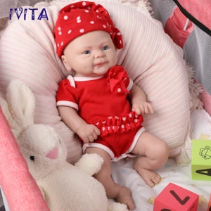 IVITA 14'' Silicone Reborn Baby GIRL Weak Infant Brown Eyes Small Silicone Doll - Picture 1 of 12