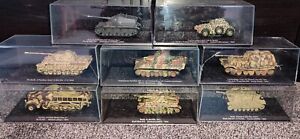 Job Lot 8 x ALTAYA 1:72 Scale Diecast Metal & Plastic WWII Tanks Display Cases