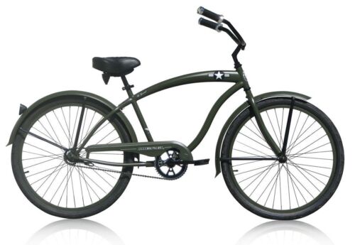 26" General Beach Cruiser Bicycle Coaster Brake Single Speed Fenders Black Spoke