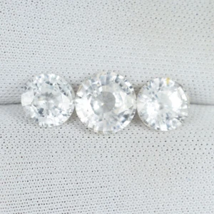 5.05 ct BEST SPARKLING COLORLESS NATURAL WHITE ZIRCON  Round 3pcs Set  3722 st - Picture 1 of 2