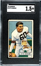 1951 Bowman Football Card - Otto Graham #2 - SGC 1.5 - Cleveland Browns