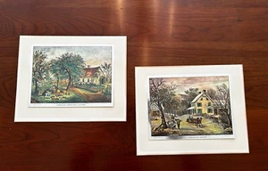 Impresión artística de Currier & Ives 1952: impresiones en papel aluminio de invierno y otoño de American Homestead - Imagen 1 de 14