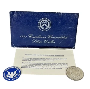 1971-S Eisenhower Dollar $1 US Mint Coin Ike Silver Blue Envelope Pack - Picture 1 of 14
