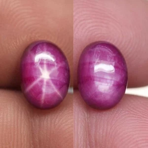 Star Ruby 4.53ct Pinkish Red 6 Ray Star Oval Cab. 10.6x7.7mm Heated Mozambique - Picture 1 of 3
