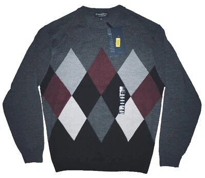 Nuevo con etiquetas Suéter Hart Shaffner Marx Suave Biella Fina Lana Merino Patrón Argyle Hombres L Foto 1 de 4