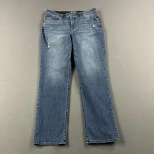 Democracy Jeans Women 16 Straight Elastic Waist Stretch Ab Solution Distressed - Picture 1 of 14