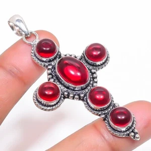 Red Carnelian Gemstone Handmade 925 Sterling silver Jewelry Pendant Size 2.7'' - Picture 1 of 1