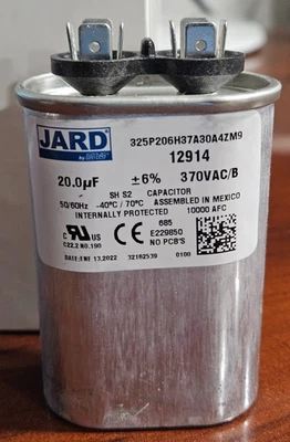 MARS Replacement Oval Run Capacitor 20 uf MFD mf Furnace Fan Blower Motor Jard 12914