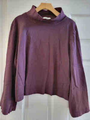 COS Mujer Púrpura Cuello Embudo Top Talla Grande Relajado Informal Cómodo Tranquilo Lujo Foto 1 de 4