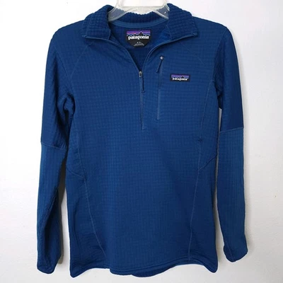 Patagonia R1 Polartec Pullover Womens Small Blue Grid Fleece Lightweight Outdoor - Image 1 of 4