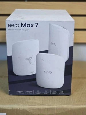 eero  Max 7 BE20800 Tri-Band Mesh Wi-Fi 7 System 3-pack White Sealed Box - Image 1 of 4