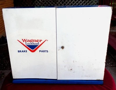 VINTAGE WAGNER LOCKHEED BRAKE PARTS DEALER WALL CABINET w/key - Image 1 of 4