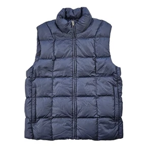 Eddie Bauer Goose Down Puffer Vest Mens Small Quilted Pockets Navy Blue Gorpcore - Picture 1 of 12