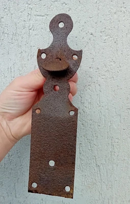 ANCIENNE POIGNEE DE PORTE CLENCHE A POUCIER en fer forgé, serrure verrou loquet - Photo 1/4