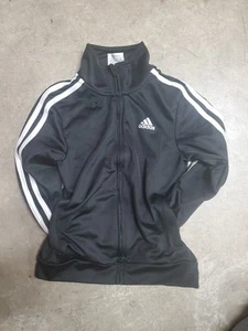 Adidas Track Suit Jacket Striped Black Full Zip Logo Sweater Boys Toddler Size 5 - Picture 1 of 5